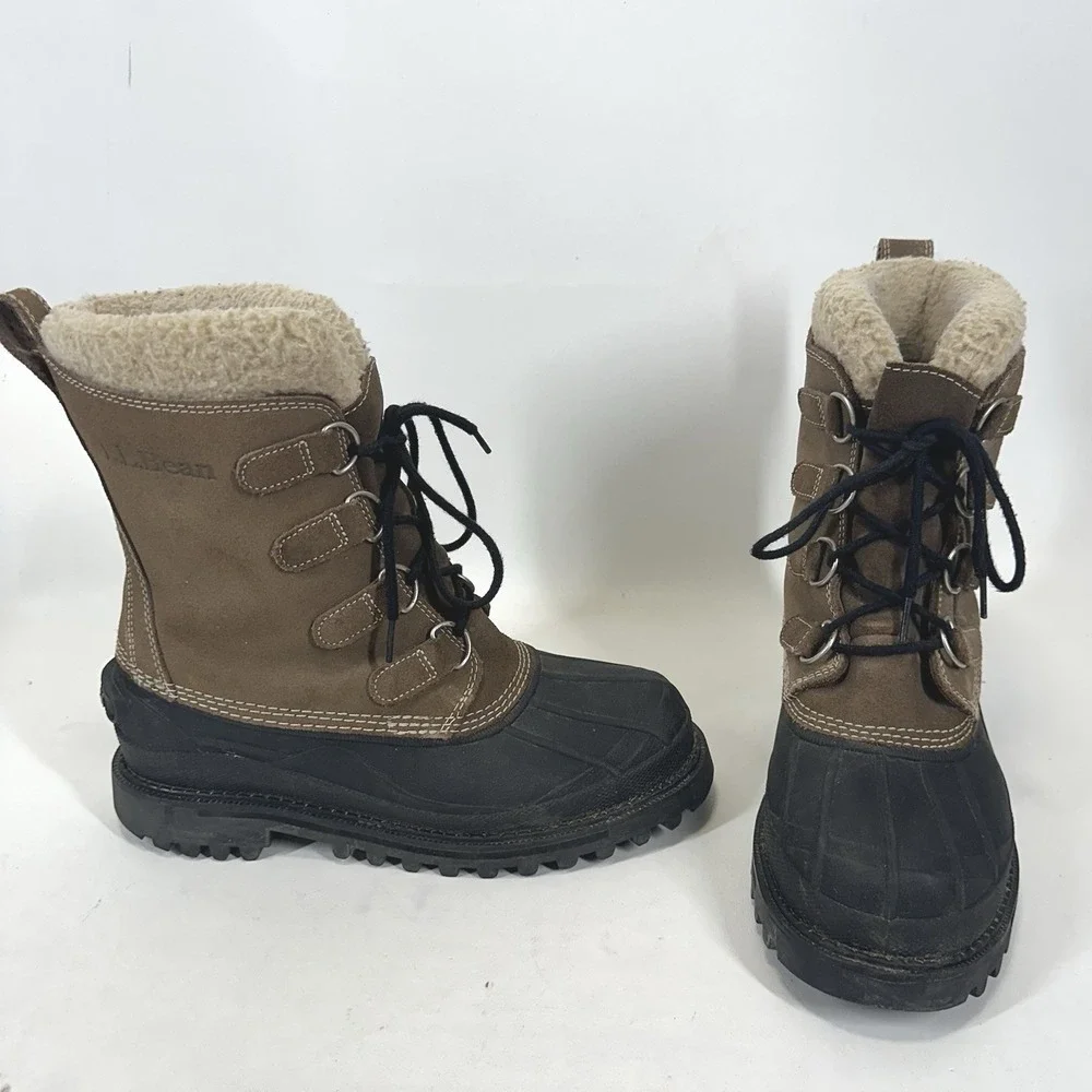 LL Bean Womens 9 M Waterproof Suede Snow Boots Primaloft Insulated Lined 05455